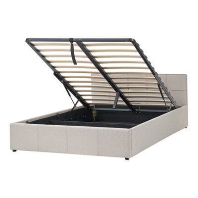 Beliani Ottoman Bed Lauresses Fabric Taupe 120 X 200 Cm (Eu Small Double) - image 1