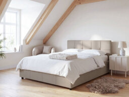 Beliani Ottoman Bed Lauresses Fabric Taupe 120 X 200 Cm (Eu Small Double) - thumbnail 2