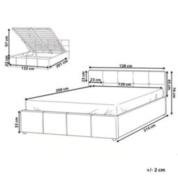 Beliani Ottoman Bed Lauresses Fabric Taupe 120 X 200 Cm (Eu Small Double) - thumbnail 3