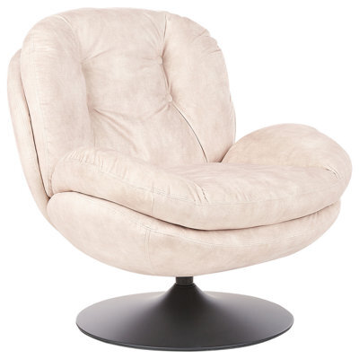 Beliani Swivel Armchair Nolvik Velvet Light Beige - image 1