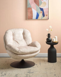 Beliani Swivel Armchair Nolvik Velvet Light Beige - thumbnail 2