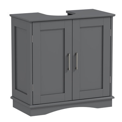 Costway 60 Cm Pedestal Sink Bathroom Vanity Cabinet Under Sink Cabinet-Grey - image 1