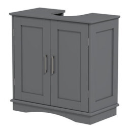 Costway 60 Cm Pedestal Sink Bathroom Vanity Cabinet Under Sink Cabinet-Grey - thumbnail 9
