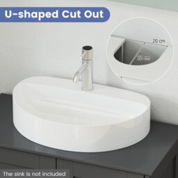 Costway 60 Cm Pedestal Sink Bathroom Vanity Cabinet Under Sink Cabinet-Grey - thumbnail 6