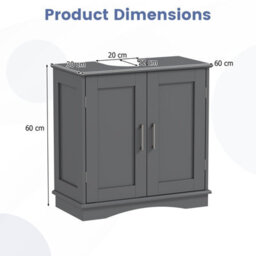 Costway 60 Cm Pedestal Sink Bathroom Vanity Cabinet Under Sink Cabinet-Grey - thumbnail 2