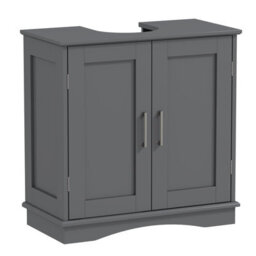 Costway 60 Cm Pedestal Sink Bathroom Vanity Cabinet Under Sink Cabinet-Grey - thumbnail 1