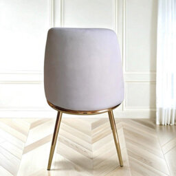 PureLifestyleWonders Designer Luxury Velvet Dining Chair In Grey With Gold Legs Riviera - thumbnail 3