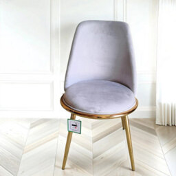PureLifestyleWonders Designer Luxury Velvet Dining Chair In Grey With Gold Legs Riviera - thumbnail 4