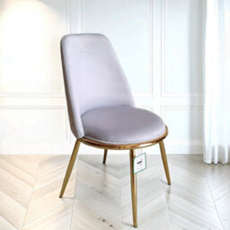 PureLifestyleWonders Designer Luxury Velvet Dining Chair In Grey With Gold Legs Riviera