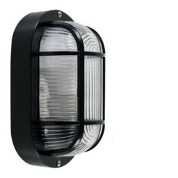 Valuelights Carnforth Modern Black Outdoor Garden Security Bulkhead Wall Light Ip44 Rated With Led Bulb - thumbnail 2