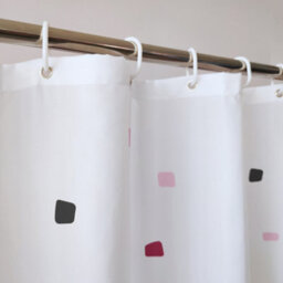 Neel Blue Mosaic Black Polyester Shower Curtain, Water-Resistant Bathroom Curtain With 12 Hooks - 180X200Cm - thumbnail 5
