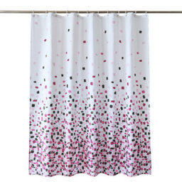 Neel Blue Mosaic Black Polyester Shower Curtain, Water-Resistant Bathroom Curtain With 12 Hooks - 180X200Cm - thumbnail 7