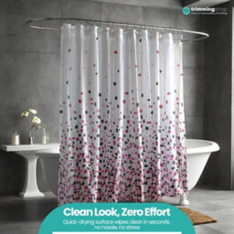 Neel Blue Mosaic Black Polyester Shower Curtain, Water-Resistant Bathroom Curtain With 12 Hooks - 180X200Cm - thumbnail 9