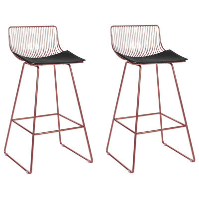 Beliani Set Of 2 Bar Chairs Fredonia Metal Rose Gold - image 1