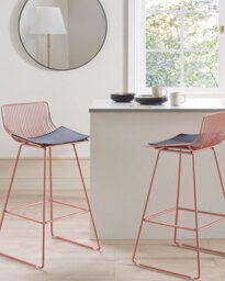 Beliani Set Of 2 Bar Chairs Fredonia Metal Rose Gold - thumbnail 2