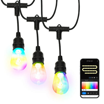 Valuelights Outdoor Rgbic Smart Festoon Lights, Ip65 Waterproof String Lights, With App Control And Music Sync