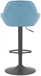 Lamboro Velluto Matt Black Velvet Bar Stool, Padded Seat & Backrest, Matt Black Footrest, Height Adjustable Swivel Gas Lift, Pastel Blue - thumbnail 5