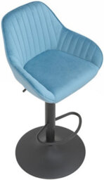 Lamboro Velluto Matt Black Velvet Bar Stool, Padded Seat & Backrest, Matt Black Footrest, Height Adjustable Swivel Gas Lift, Pastel Blue - thumbnail 6