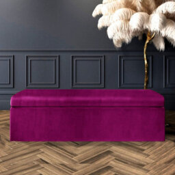 180Cm Large Plain Safar Storage Ottoman Box, Claret Red Plush Velvet Upholstered Deep Storage Ottoman End Of Bed Bench
