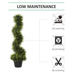 Outsunny Set Of 2 90Cm/3Ft Artificial Spiral Topiary Trees W/ Pot Fake Plant - thumbnail 6