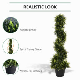 Outsunny Set Of 2 90Cm/3Ft Artificial Spiral Topiary Trees W/ Pot Fake Plant - thumbnail 5