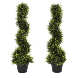 Outsunny Set Of 2 90Cm/3Ft Artificial Spiral Topiary Trees W/ Pot Fake Plant - thumbnail 2