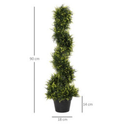 Outsunny Set Of 2 90Cm/3Ft Artificial Spiral Topiary Trees W/ Pot Fake Plant - thumbnail 3