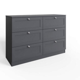 Fwstyle Artus Grey Panelled 6 Drawer Chest Of Drawers (H) 77Cm (W) 110Cm (D) 40Cm Extra Deep Drawers - thumbnail 2