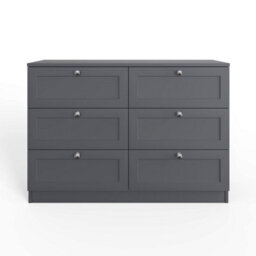 Fwstyle Artus Grey Panelled 6 Drawer Chest Of Drawers (H) 77Cm (W) 110Cm (D) 40Cm Extra Deep Drawers - thumbnail 3