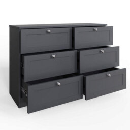 Fwstyle Artus Grey Panelled 6 Drawer Chest Of Drawers (H) 77Cm (W) 110Cm (D) 40Cm Extra Deep Drawers - thumbnail 4
