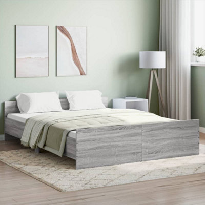Berkfield Bed Frame With Headboard And Footboard Grey Sonoma 160X200 Cm - image 1