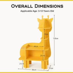 Costway Kids Giraffe Bookcase 4-Tier Toy Storage Organizer Wooden Bookshelf - thumbnail 2