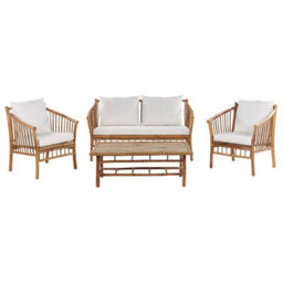 Beliani Garden Lounge Set With Table 4 Seater Maggiore Bamboo Light Brown - thumbnail 1