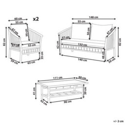 Beliani Garden Lounge Set With Table 4 Seater Maggiore Bamboo Light Brown - thumbnail 3