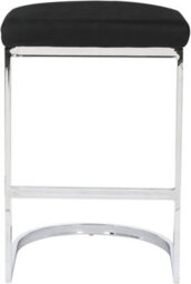 Lamboro Trevi Velvet Kitchen Bar Stools, Chrome Cantilever Frame, Breakfast & Home Bar Stool - Black - thumbnail 5