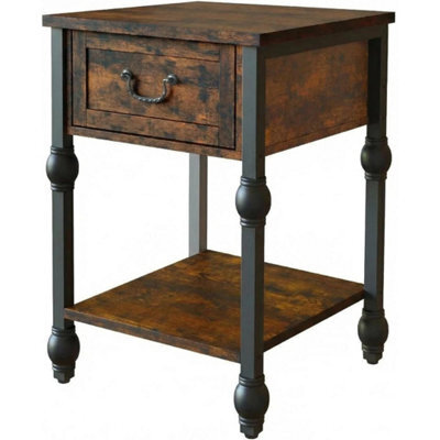 Small End Table With Drawer Storage Open Shelf Nightstand Sofa Beside Table 1Pcs - image 1