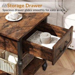 Small End Table With Drawer Storage Open Shelf Nightstand Sofa Beside Table 1Pcs - thumbnail 6