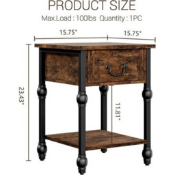 Small End Table With Drawer Storage Open Shelf Nightstand Sofa Beside Table 1Pcs - thumbnail 2
