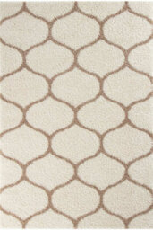 The Rugs Moroccan Shaggy Rugs And Runners Soft Fluffy Trellis Design High Pile Ivory And Beige  Living Room Kitchen Hallway 630 - thumbnail 2