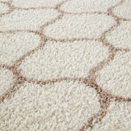 The Rugs Moroccan Shaggy Rugs And Runners Soft Fluffy Trellis Design High Pile Ivory And Beige  Living Room Kitchen Hallway 630 - thumbnail 3
