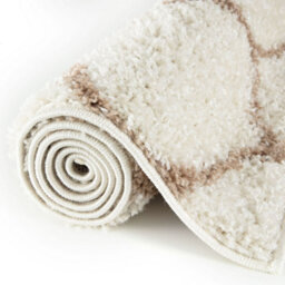 The Rugs Moroccan Shaggy Rugs And Runners Soft Fluffy Trellis Design High Pile Ivory And Beige  Living Room Kitchen Hallway 630 - thumbnail 5