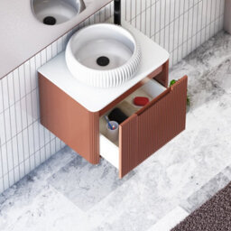 Royal Bathrooms Avenza 600mm Terracotta Clay Wall Hung Bathroom Countertop Vanity Unit 1 Drawer With Milan Basin - thumbnail 5
