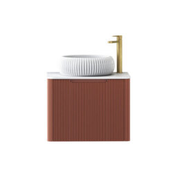 Royal Bathrooms Avenza 600mm Terracotta Clay Wall Hung Bathroom Countertop Vanity Unit 1 Drawer With Milan Basin - thumbnail 6