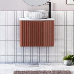 Royal Bathrooms Avenza 600mm Terracotta Clay Wall Hung Bathroom Countertop Vanity Unit 1 Drawer With Milan Basin - thumbnail 1