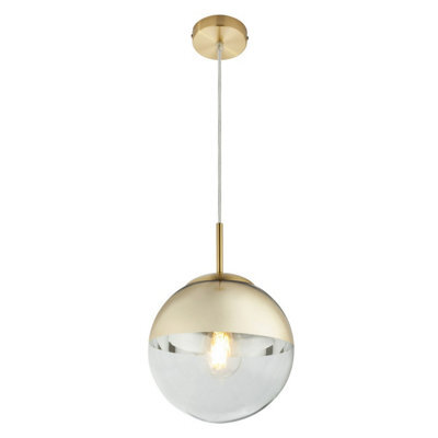 Luminosa Lighting Luminosa Varus 20Cm Globe Pendant Ceiling Light Gold Colors Transparent Glass Shade 1X E27 - image 1