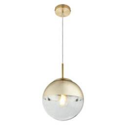Luminosa Lighting Luminosa Varus 20Cm Globe Pendant Ceiling Light Gold Colors Transparent Glass Shade 1X E27 - thumbnail 1