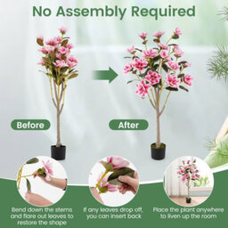 Costway 130Cm Artificial Magnolia Tree Faux Wedding Flower Plant-Pink - thumbnail 8