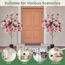 Costway 130Cm Artificial Magnolia Tree Faux Wedding Flower Plant-Pink - thumbnail 4
