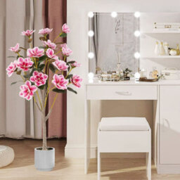 Costway 130Cm Artificial Magnolia Tree Faux Wedding Flower Plant-Pink - thumbnail 5