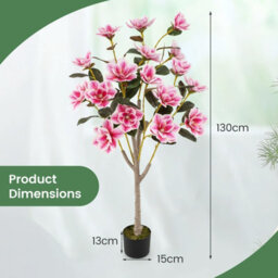 Costway 130Cm Artificial Magnolia Tree Faux Wedding Flower Plant-Pink - thumbnail 2